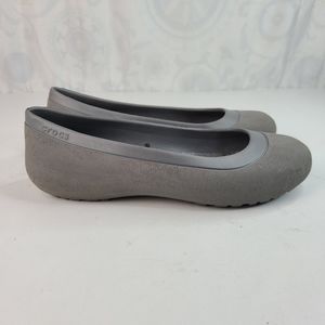 Crocs Mammoth Lined flats gray synthetic uppers faux fur insoles women's size 7